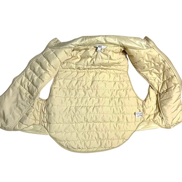 Joy Lab Shimmer Ivory Cream Off White Sleeveless Puff Zipper Vest Size Large - Picture 8 of 16